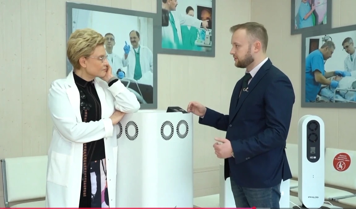 Елена Малышева и рециркуляторы Milerd в медицинском центре