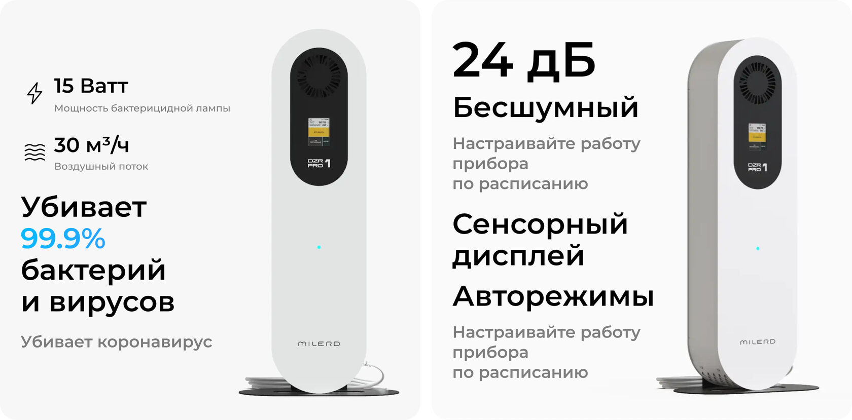 Рециркулятор бактерицидный Milerd DZR-1 PRO — особенности и характеристики 2