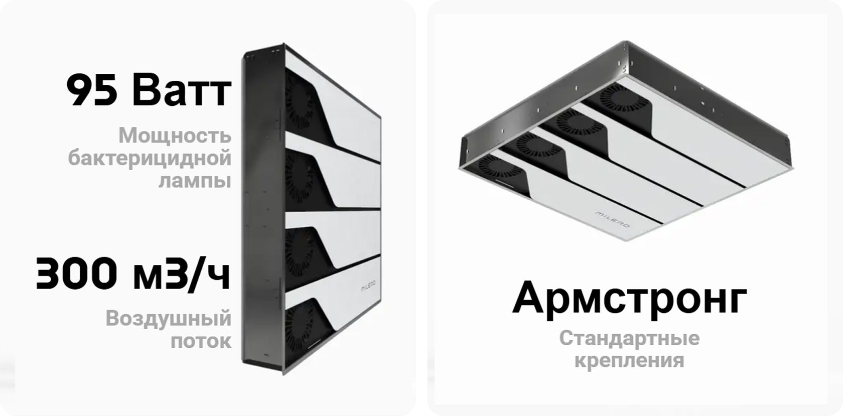 Рециркулятор бактерицидный потолочный Milerd DZR-9 Power — особенности и характеристики 2